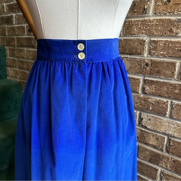 VTG 70s 80s NWT Retro Blue Corduroy 2 Button Midi Maxi Skirt - Picture 3 of 7